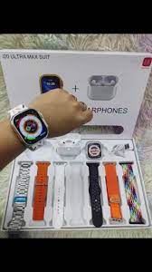 "I20 Ultra Max Suit Smart Watch | 10-in-1 Features | 2.3-Inch Large Screen | Includes 7 Straps and AirPods 2 (Random Color)"