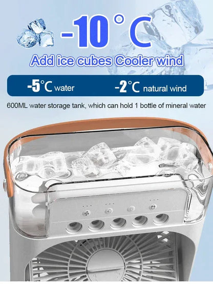 Portable Air Conditioner Fan: Usb Electric Fan With Led Night Light, Fine Mist Water, And Humidifier Function | Led Night Light Water Mist (random Color)