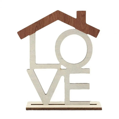 12.5*15.5cm LOVE HOME Desktop Decor With Wooden Base Home Living Room Table Centerpiece Hollow English Letter Ornament Christmas