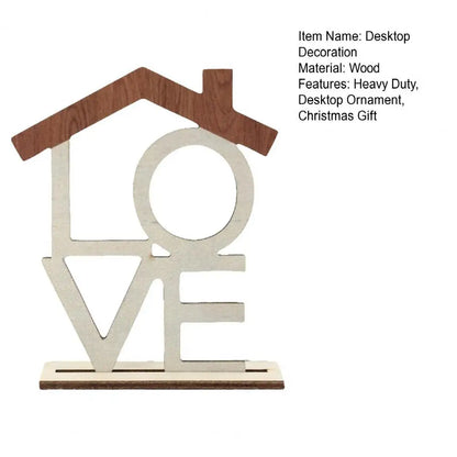12.5*15.5cm LOVE HOME Desktop Decor With Wooden Base Home Living Room Table Centerpiece Hollow English Letter Ornament Christmas