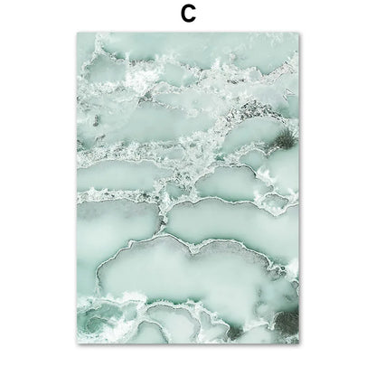 Sand Waves Gold Palm Posters Abstract Green Marble Line Coral Wall Art Print Canvas Painting Wall Pictures For Living Room Decor