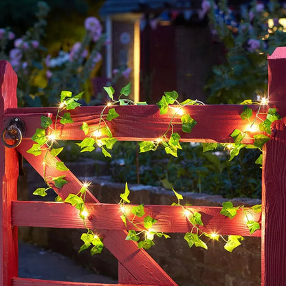 12/10/2m Fake Green Leaf Ivy Vine with LED Lights Home Bedroom Decor Wedding Glowing Artifical Plant Garland Home Decor