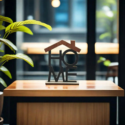 12.5*15.5cm LOVE HOME Desktop Decor With Wooden Base Home Living Room Table Centerpiece Hollow English Letter Ornament Christmas