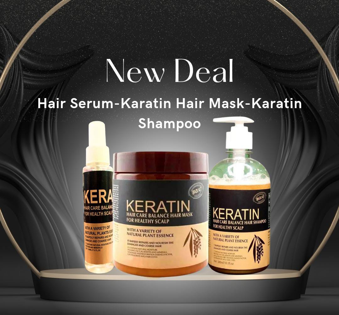 new Deal) Pack Of 3 Items Keratin Hair Mask| Keratin Shampoo| Keratin Hair Spray