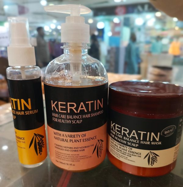 new Deal) Pack Of 3 Items Keratin Hair Mask| Keratin Shampoo| Keratin Hair Spray