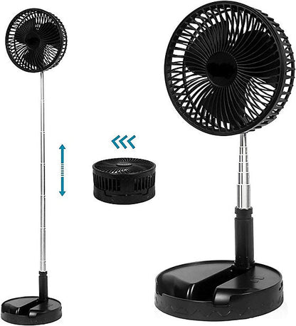 Portable Rechargeable Telescopic Folding Fan | Usb Foldable | Table Desk Fan | Telescopic Design Floor | 3 Speeds Rechargeable, Foldable, Adjustable Height Fan (rechargeable) (random Color)