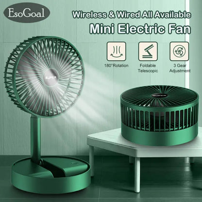 Portable Rechargeable Telescopic Folding Fan | Usb Foldable | Table Desk Fan | Telescopic Design Floor | 3 Speeds Rechargeable, Foldable, Adjustable Height Fan (rechargeable) (random Color)