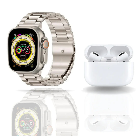 "I20 Ultra Max Suit Smart Watch | 10-in-1 Features | 2.3-Inch Large Screen | Includes 7 Straps and AirPods 2 (Random Color)"